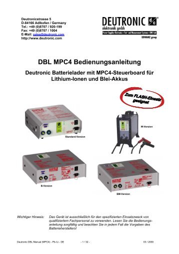 DBL MPC4 Bedienungsanleitung - Deutronic Elektronik GmbH