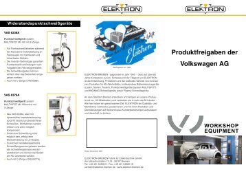 Produktfreigaben der Volkswagen AG - ELEKTRON Bremen GmbH