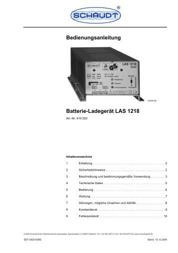 Bedienungsanleitung Batterie-Ladegerät LAS 1218