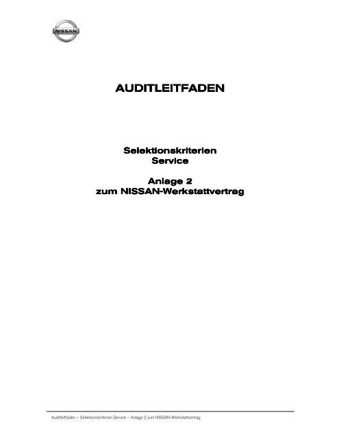 Auditleitfaden - Renault Nissan Deutschland AG - Selektionskriterien