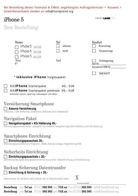 Bestellschein O2