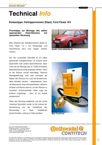 Keilrippenriemen (Elast), Ford Fiesta 16V [PDF, 1.1 - ContiTech AG