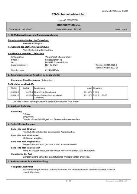 RHEOSEPT-SD plus (PDF, 71 kB) - Medigroba GmbH