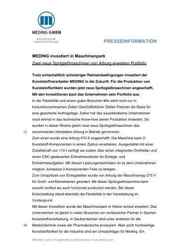 Die Firma Wenz Kunststoff vertreibt nun eine ... - Meding GmbH