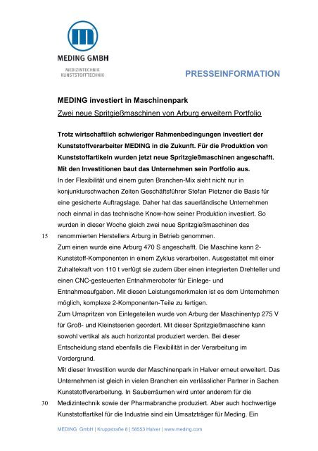 Die Firma Wenz Kunststoff vertreibt nun eine ... - Meding GmbH