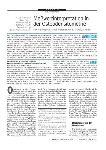 Meßwertinterpretation in der Osteodensitometrie