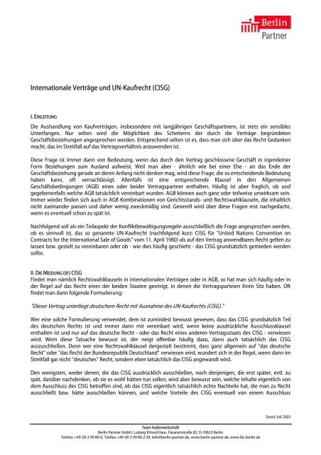 Internationale Verträge und UN-Kaufrecht - The Berlin Business ...