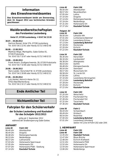 Kirchliche Nachrichten - Gemeinde Kaulsdorf(Saale)