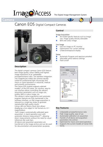 Canon EOS Digital Compact Cameras - Imagic Bildverarbeitung AG
