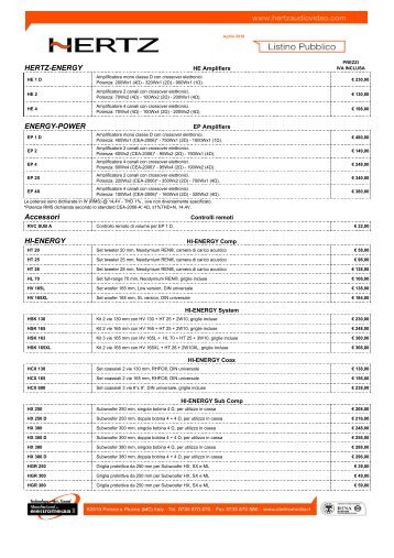 Hertz - Listino Pubblico 2010-04.pdf - Audioreview