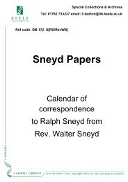 Correspondence from Henry William Vincent to ... - Keele University