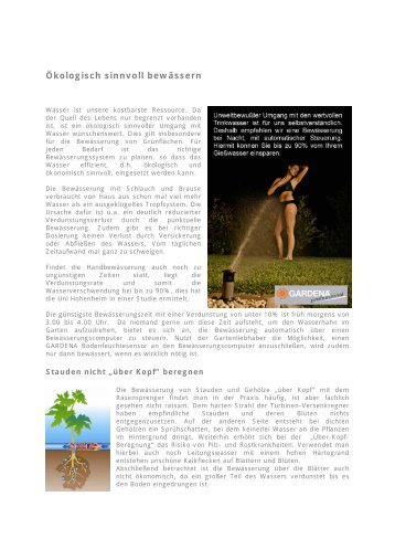 Ökologisch sinnvoll bewässern