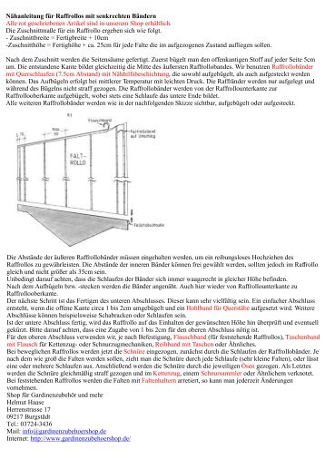 Nähanleitung für Raffrollos mit senkrechten Bändern Die ...