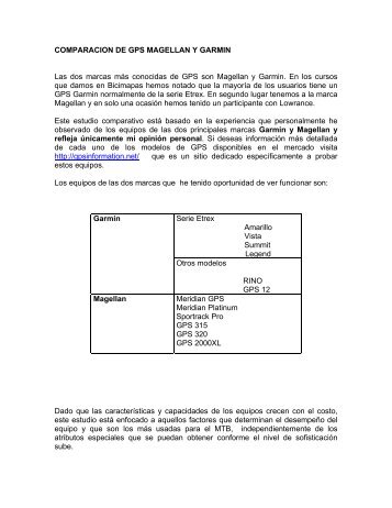 COMPARACION DE GPS MAGELLAN Y GARMIN - Bicimapas