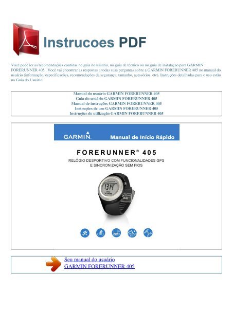 Manual do usuário GARMIN FORERUNNER 405 - INSTRUCOES PDF