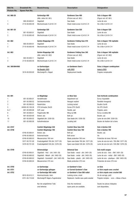 Ersatzteil-Preisliste Spare parts list Catalogue pièces ... - albytools.ru