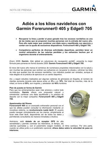 Adiós a los kilos navideños con Garmin Forerunner® 405 y Edge ...