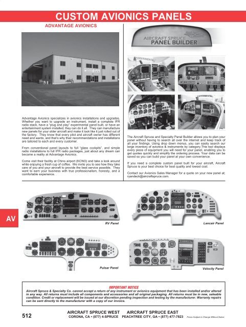 CUSTOM AVIONICS PANELS - Aircraft Spruce