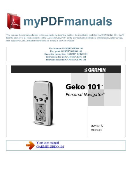 User manual GARMIN GEKO 101 - PDF MANUALS
