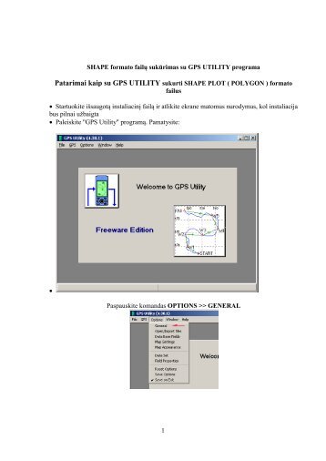 SHAPE formato failų sukūrimas su GPS UTILITY programa - Garmin