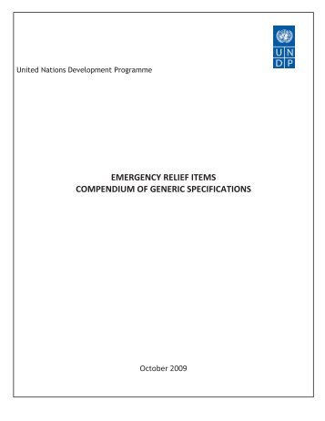 emergency relief items compendium of generic specifications