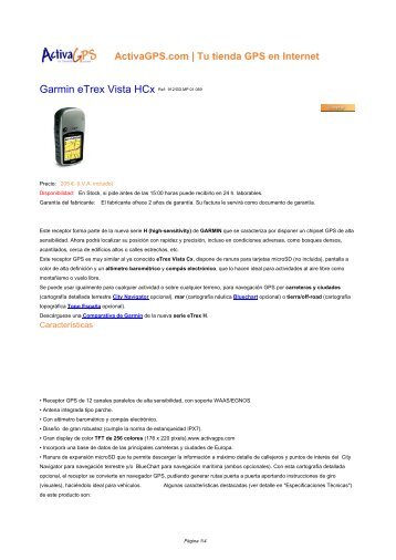 Garmin eTrex Vista HCx Ref: 912/GD.MP.01.069