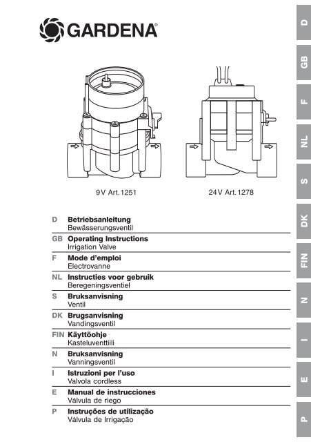 Gardena ventil 24v bedienungsanleitung