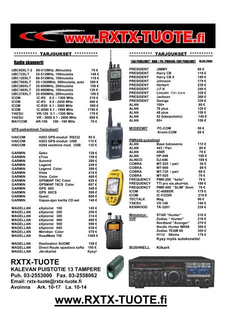 Imuroi tästä koko mainos - RXTX-Tuote