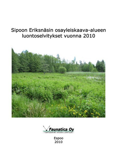 Faunatican luontoselvitys 2010 - Sipoo