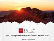 Investor Roadshow Presentation - Tatry Mountain Resorts