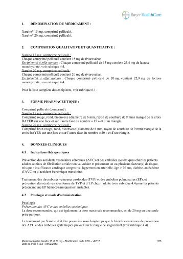 MLC Xarelto 15 et 20 mg v02-13 - Bayer HealthCare France