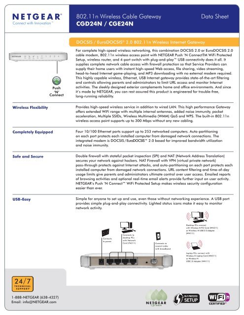 802.11n Wireless Cable Gateway Data Sheet CGD24N ... - Netgear