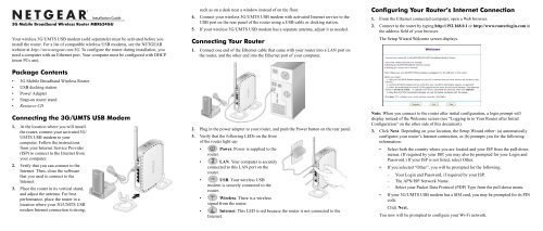 Package Contents Connecting the 3G/UMTS USB Modem ... - Netgear