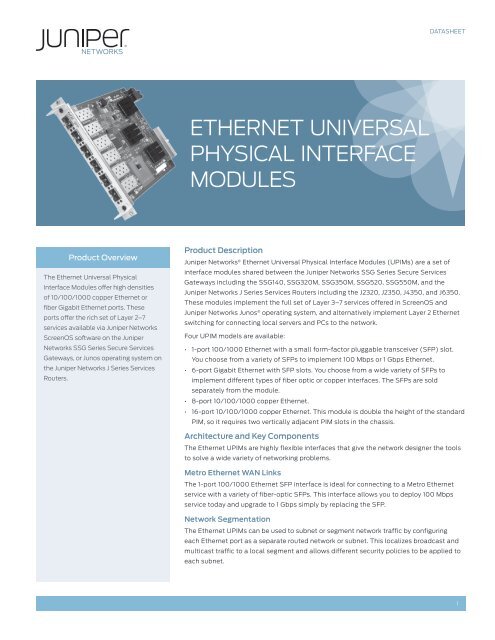 Ethernet Universal Physical Interface Modules - Juniper Networks