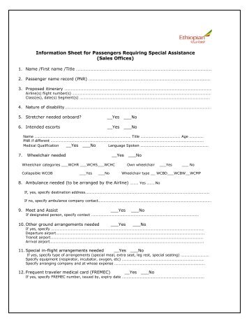 Forms for Passengers Requiring Special ... - Ethiopian Airlines