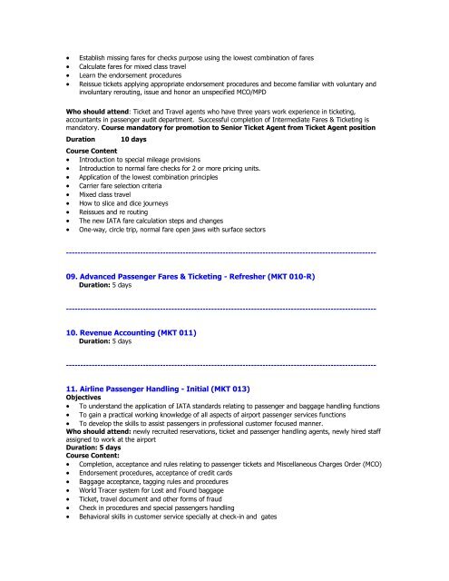 COURSE OBJECTIVE AND CONTENT - Ethiopian Airlines