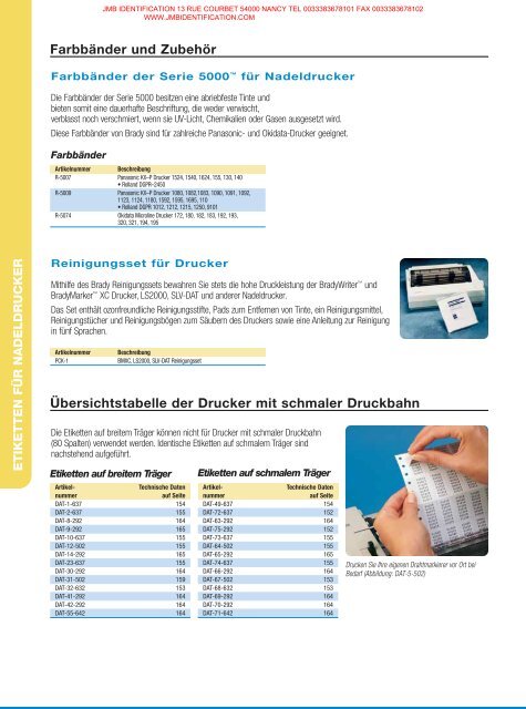 ETIKETTEN FÜR NADELDRUCKER - JMB Identification