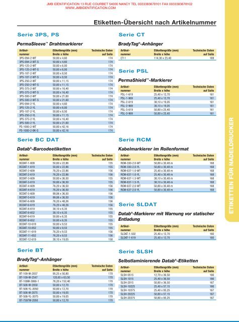 ETIKETTEN FÜR NADELDRUCKER - JMB Identification