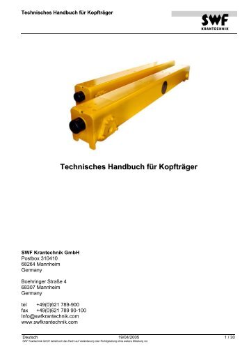 Tech. Handbuch Kopfträger ES, ET - SWF Krantechnik GmbH