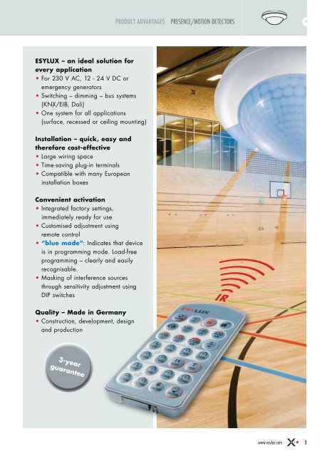 PRODUCT ADVANTAGES PRESENCE/MOTION DETECTORS 3 ...