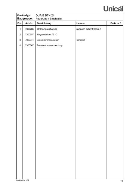 ET-Liste DUA korr.10_05 - Unical Deutschland