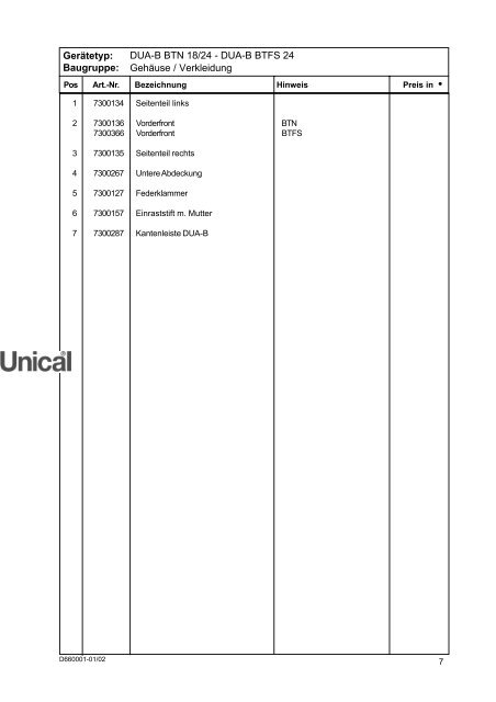 ET-Liste DUA korr.10_05 - Unical Deutschland