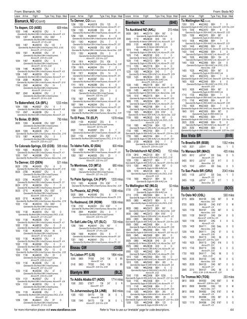 TIMETABLE - Star Alliance