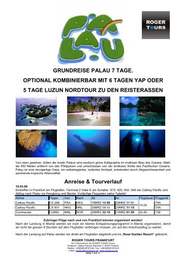 GRUNDREISE PALAU 7 TAGE. OPTIONAL KOMBINIERBAR MIT 6 ...