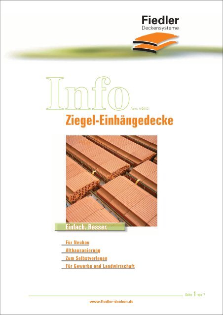 Info Ziegel-Einhängedecke - Fiedler Deckensysteme