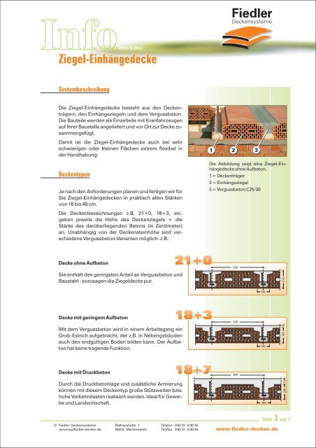 Info Ziegel-Einhängedecke - Fiedler Deckensysteme