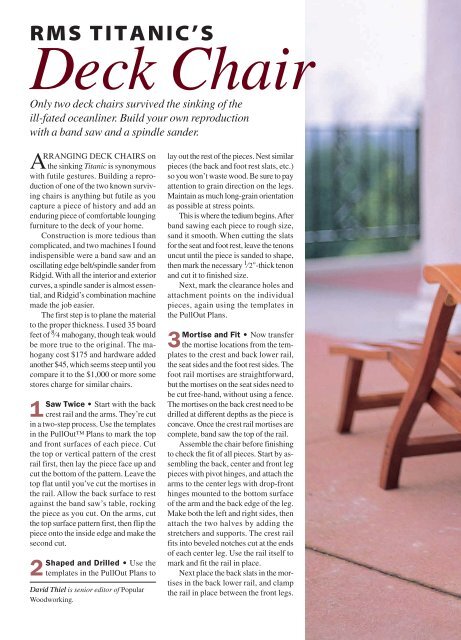 Rms Titanic S Deck Chair Popular Woodworking Magazine