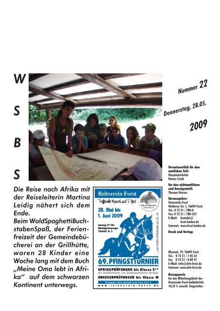 Mitteilungsblatt Nr. 22 vom 28.05.2009 - Gemeinde Forst (Baden)