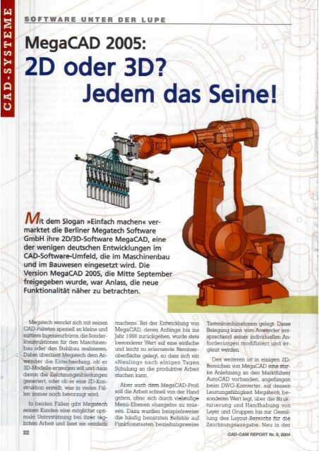 Megacad CAD-CAM Report - MegaCAD