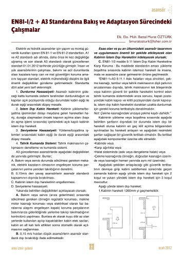 EN81-1/2 + A3 Standardına Bakış ve Adaptasyon Sürecindeki ... - emo